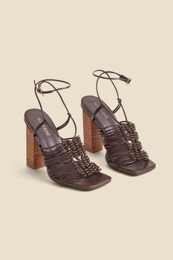 Brown Gladiator Square Toe Block Heel Sandals 5 Brown Gladiator Square Toe Block Heel Sandals - Image 3