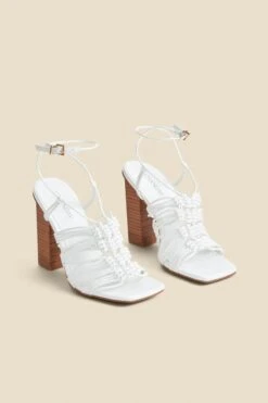 White Gladiator Square Toe Block Heel Sandals 10 White Gladiator Square Toe Block Heel Sandals -Sosandar Fashion Store web 2404 box s24fw053we0001 1