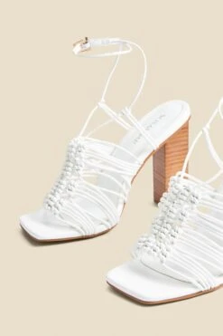 White Gladiator Square Toe Block Heel Sandals 12 White Gladiator Square Toe Block Heel Sandals -Sosandar Fashion Store web 2404 box s24fw053we0001 3