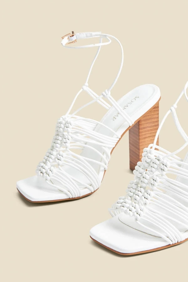 White Gladiator Square Toe Block Heel Sandals 7 White Gladiator Square Toe Block Heel Sandals - Image 5