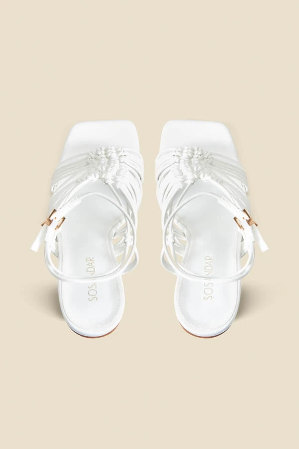 White Gladiator Square Toe Block Heel Sandals 8 White Gladiator Square Toe Block Heel Sandals - Image 6