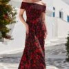 Black Floral Print Shirred Body Bardot Maxi Dress 1 Black Floral Print Shirred Body Bardot Maxi Dress -Sosandar Fashion Store web 2405 114 ss18ds98bkfl01 114 072