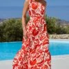 Red & Ivory Summer Print One Shoulder Maxi Dress 1 Red & Ivory Summer Print One Shoulder Maxi Dress -Sosandar Fashion Store web 2405 11 s24dw161rd0001 11 123 rt