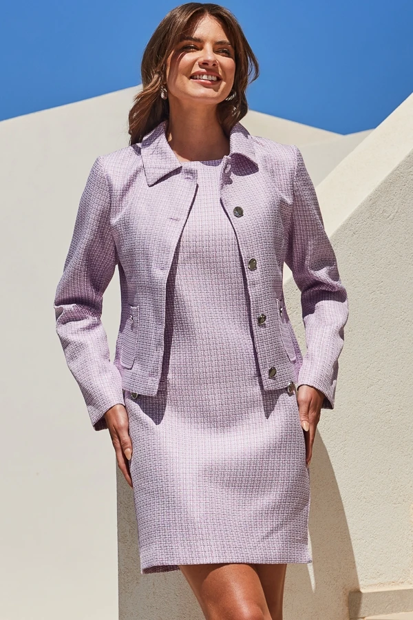 Lilac Boucle Shift Dress 8 Lilac Boucle Shift Dress - Image 6