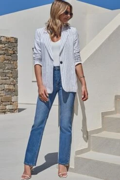 Ivory Pinstripe Relaxed Fit Blazer -Sosandar Fashion Store web 2405 135 s24ow075iv0001 135 285 rt