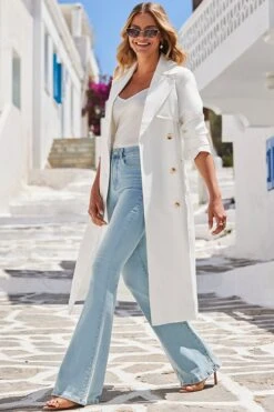 Ivory Longline Belted Trench Coat -Sosandar Fashion Store web 2405 137 s24ow033we0001 1377163