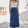 Indigo Blue Pocket Detail Denim Midi Skirt -Sosandar Fashion Store web 2405 41 s24sd001in0007 412645 rc