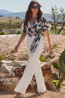 Ivory Floral Print Tie Side Wrap Top 10 Ivory Floral Print Tie Side Wrap Top -Sosandar Fashion Store web 2405 85 s24tw043ivfl01 85 054