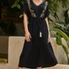 Black & Gold Embroidered Detail Maxi Dress 1 Black & Gold Embroidered Detail Maxi Dress -Sosandar Fashion Store web 2406 07 s24dw215bk0001 07 115