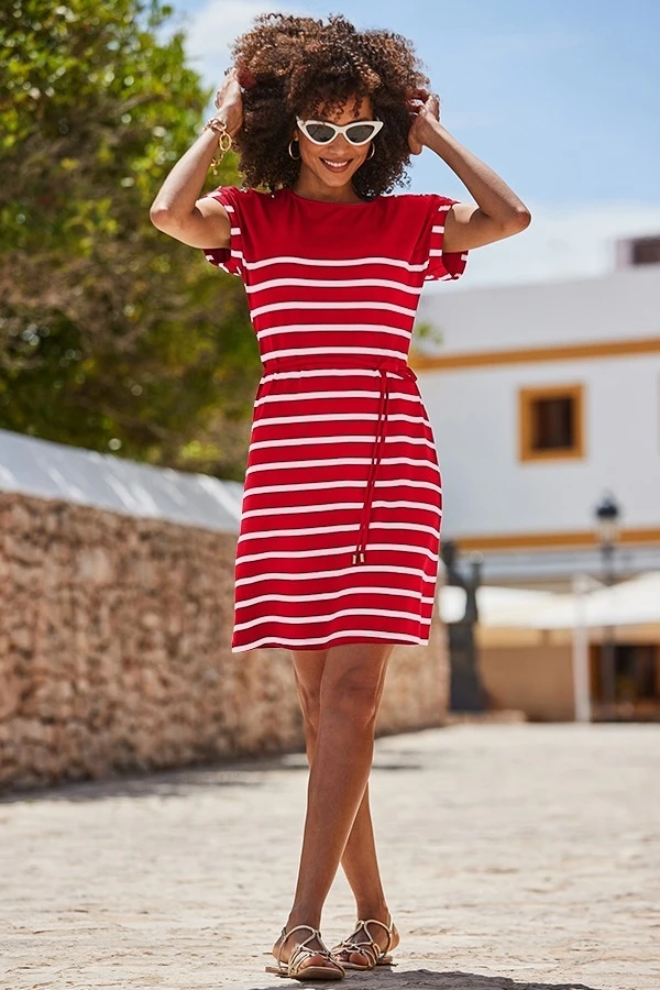 Red & White Stripe T-Shirt Dress 4 Red & White Stripe T-Shirt Dress - Image 2