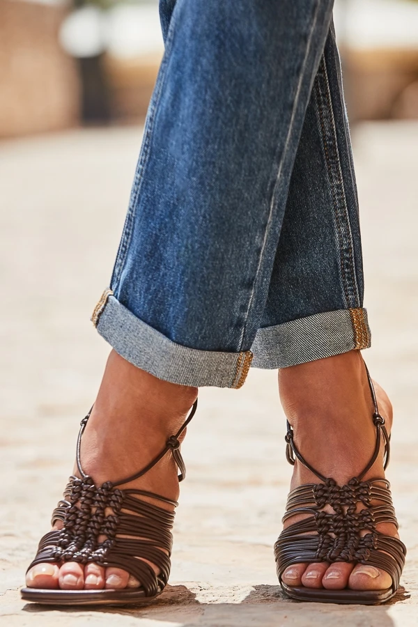 Brown Gladiator Square Toe Block Heel Sandals 3 Brown Gladiator Square Toe Block Heel Sandals