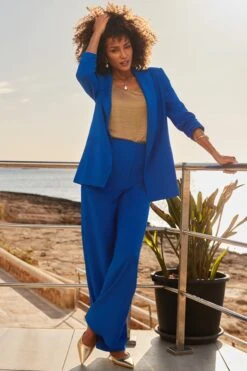 Cobalt Blue Wide Leg Trousers -Sosandar Fashion Store web 2406 56 s24bw092be0001 s24ow109be0001 56 085 rt