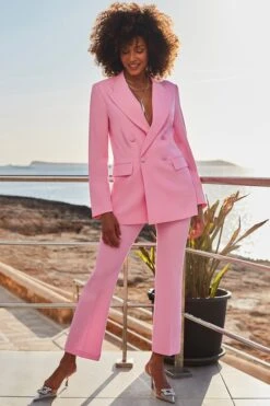 Pink Kick Flare Cropped Trousers