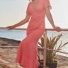 Pink Chevron Faux Wrap Ruffle Hem Maxi Dress -Sosandar Fashion Store web 2406 61 s24dj197pk0008 61 021