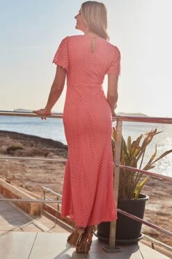 Pink Chevron Faux Wrap Ruffle Hem Maxi Dress 11 Pink Chevron Faux Wrap Ruffle Hem Maxi Dress -Sosandar Fashion Store web 2406 61 s24dj197pk0008 61 133