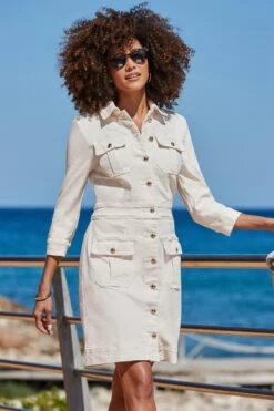 Ecru Pocket Detail Denim Dress 8 Ecru Pocket Detail Denim Dress -Sosandar Fashion Store web 2406 79 s24dd036eu0001 79 041