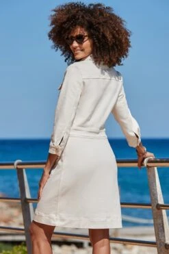 Ecru Pocket Detail Denim Dress 9 Ecru Pocket Detail Denim Dress -Sosandar Fashion Store web 2406 79 s24dd036eu0001 79 138