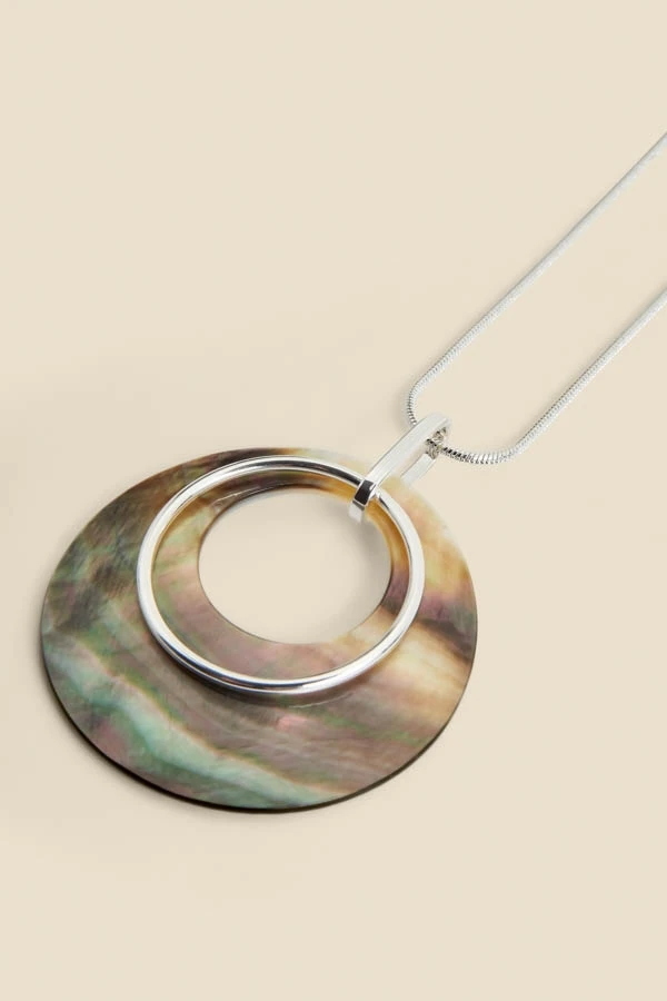 Silver Round Pendant Necklace 4 Silver Round Pendant Necklace - Image 2