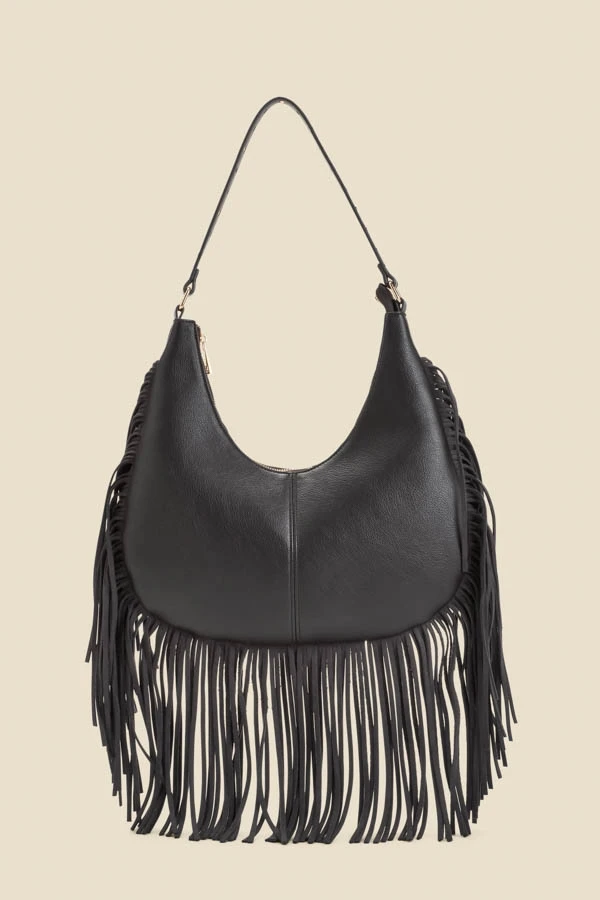 Dark Brown Fringe Detail Western Shoulder Bag 3 Dark Brown Fringe Detail Western Shoulder Bag