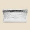 Silver Metallic Croc Clutch Bag With Clasp -Sosandar Fashion Store web 2406 box a24ac016mc0005 silver 1