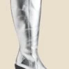 Silver Leather Knee High Western Boot 2 Silver Leather Knee High Western Boot -Sosandar Fashion Store web 2406 box a24fw027mc0005 3