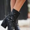 Black Leather Western Ankle Boots -Sosandar Fashion Store web 2407 01 a24dw023nacv01 038799