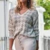 Cream Houndstooth Print Metallic Detail Jumper 2 Cream Houndstooth Print Metallic Detail Jumper -Sosandar Fashion Store web 2407 22 a24tk203nl0001 22 138