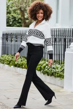 Ivory Patterned Quarter Zip Jumper 14 Ivory Patterned Quarter Zip Jumper -Sosandar Fashion Store web 2407 58 a24tk209nl0001 58 090