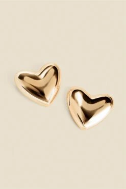Gold Heart Stud Earrings