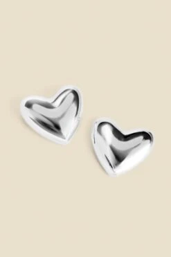 Silver Heart Stud Earrings