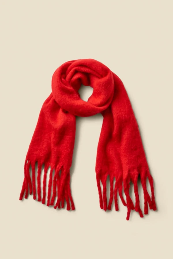 Red Super Soft Scarf With Tassels 5 Red Super Soft Scarf With Tassels - Image 3