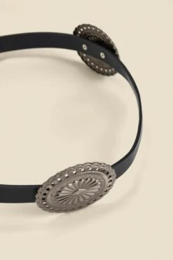 Black Leather Western Medallion Detail Waist Belt 9 Black Leather Western Medallion Detail Waist Belt -Sosandar Fashion Store web 2407 box a24ac025bk0001 3