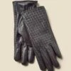 Black Woven Leather Gloves -Sosandar Fashion Store web 2407 box a24ac026bk0001 1