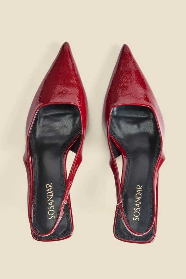 Cherry Red Kitten Heel Slingback Court Shoes 4 Cherry Red Kitten Heel Slingback Court Shoes - Image 2