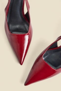 Cherry Red Kitten Heel Slingback Court Shoes 8 Cherry Red Kitten Heel Slingback Court Shoes -Sosandar Fashion Store web 2407 box a24fw006rd0013 3
