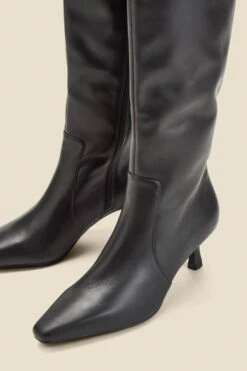 Black Knee High Low Heel Boots -Sosandar Fashion Store web 2407 box a24fw022bk0001 3