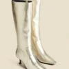Gold Knee High Low Heel Boots -Sosandar Fashion Store web 2407 box a24fw022mc0003 2