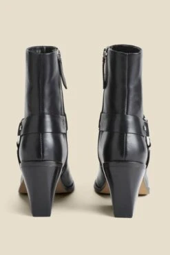 Black Leather Western Ankle Boots -Sosandar Fashion Store web 2407 box a24fw042bk0001 4