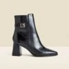 Black Block Heel Ankle Boots With Buckle Trim 1 Black Block Heel Ankle Boots With Buckle Trim -Sosandar Fashion Store web 2407 box a24fw054bk0001 1