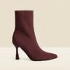 Burgundy Flared Heel Sock Boots -Sosandar Fashion Store web 2407 box a24fw057be0040 1 rc