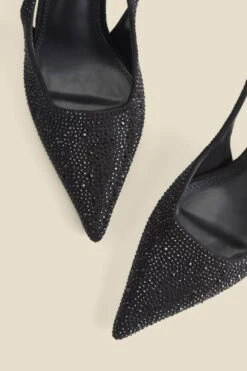 Black Hot Fix Kitten Heel Slingback Court Shoes 9 Black Hot Fix Kitten Heel Slingback Court Shoes -Sosandar Fashion Store web 2407 box a24fw065bk0001 3