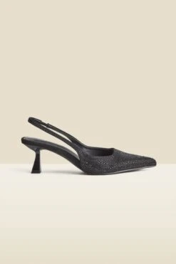 Black Hot Fix Kitten Heel Slingback Court Shoes 8 Black Hot Fix Kitten Heel Slingback Court Shoes -Sosandar Fashion Store web 2407 box a24fw065bk0001 4