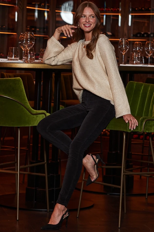 Cream Sequin Jumper With Black Bow Detail 6 Cream Sequin Jumper With Black Bow Detail - Image 4