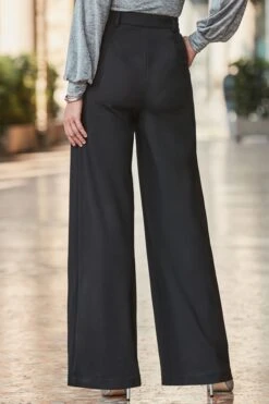 Black Ponte Wide Leg Pintuck Trousers 11 Black Ponte Wide Leg Pintuck Trousers -Sosandar Fashion Store web 2408 110 a24tj062gy004m a24bj003bk0001 110 313