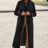 Black Double Breasted Hourglass Longline Coat