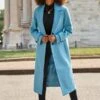 Pastel Blue Double Breasted Longline Coat -Sosandar Fashion Store web 2408 124 a24ow012be0002 124 080 rt