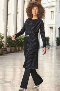 Black Embellished Longline Cardigan -Sosandar Fashion Store web 2408 136 a24tk217bk0001 a24tk216bk0001 136 173