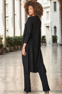Black Embellished Longline Cardigan -Sosandar Fashion Store web 2408 136 a24tk217bk0001 a24tk216bk0001 136 328