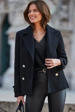 Black Peacoat With Luxe Gold Buttons -Sosandar Fashion Store web 2408 151 a24tk860be0002 151 197 rt