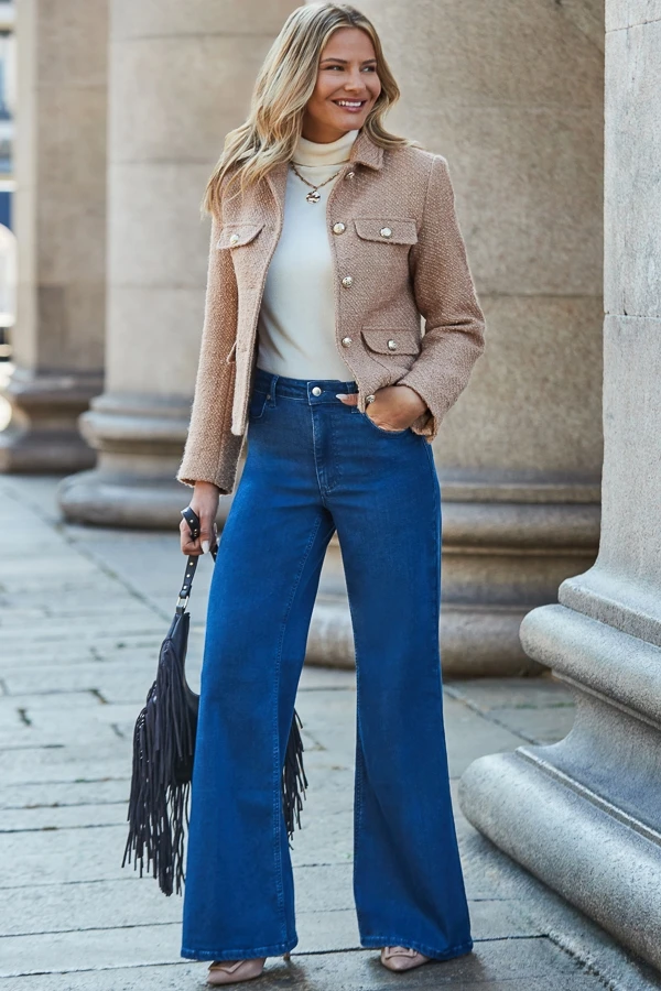 Camel Boucle Jacket With Gold Buttons 4 Camel Boucle Jacket With Gold Buttons - Image 2